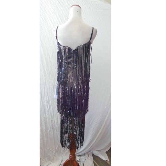 NEW DRESS THE POPULATION Onyx ROXY Sequin FRINGE 1920's Flapper SHIFT DRESS XXS - Picture 16 of 16